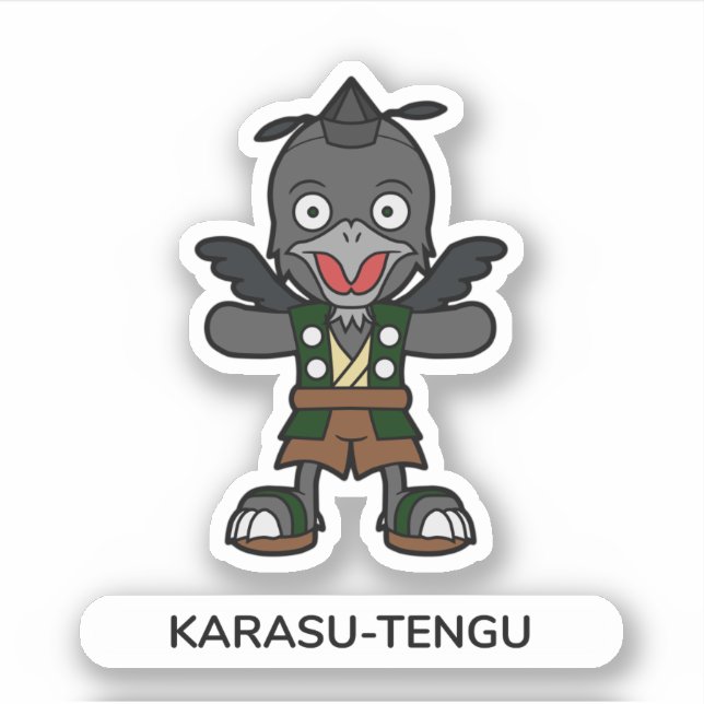 Japansk Kråka Tengu Yokai Klistermärken (Framsida)