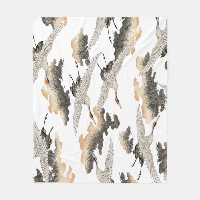 Japansk kran i stil: elegant design. fleecefilt (Framsidan)