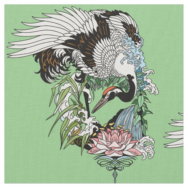 Japansk kran i trädgården tyg (Närbild)