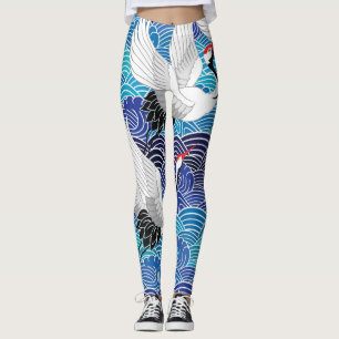 Japansk kran: Ornate Bird Mönster. Leggings
