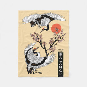 Japansk kranfågel och blåssäd fleecefilt