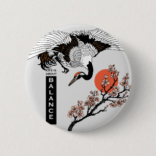 Japansk kranfågel och blåssäd knapp