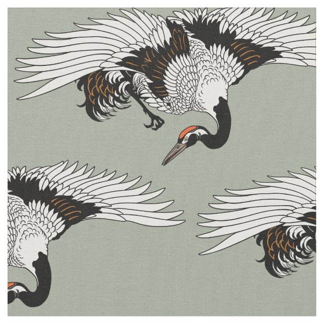 japansk kranfågel tyg (Närbild)