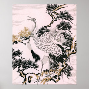 Japansk kranfågeldesign poster
