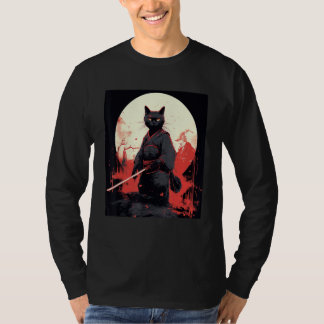 Japansk krigare katt ninja mask Kitsune T Shirt