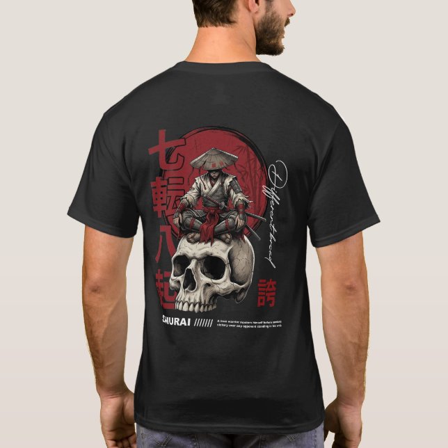 Japansk krigarmeditation gotisk design t shirt (Baksida)