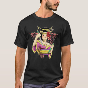 Japansk kultur Geisha Samurai Demon Mask Female T Shirt