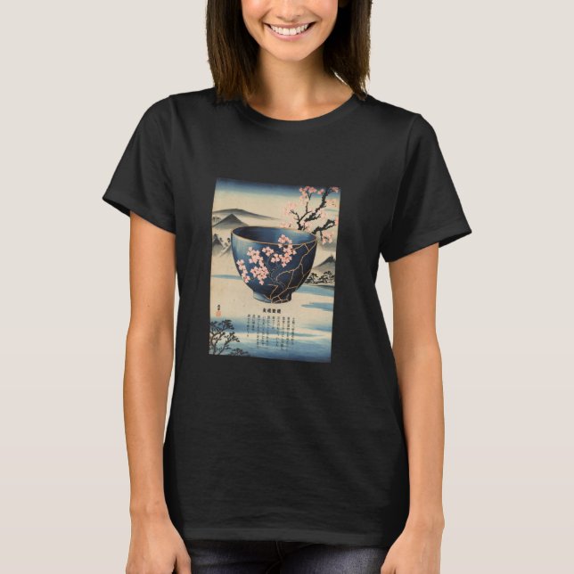 Japansk kulturpottery Kintsugi Repair Pot Guld T Shirt (Framsida)
