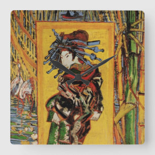 Japansk kurtisan Oiran av Vincent van Gogh Fyrkantig Klocka