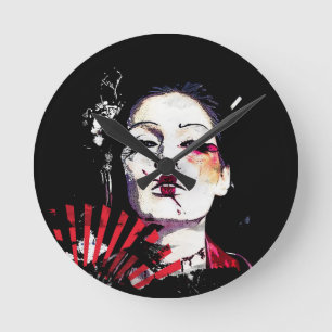 Japansk kuslig geisha rund klocka