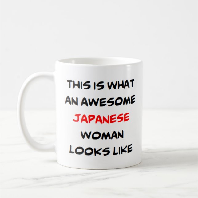 japansk kvinna, fantastisk kaffemugg (Vänster)