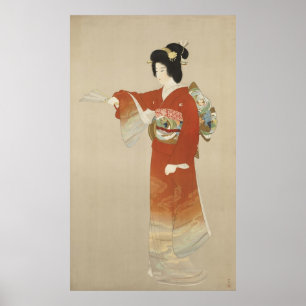 Japansk kvinna i Kimono Poster