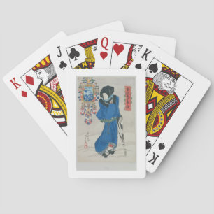 Japansk kvinna i snön (färgträklosstryck casinokort