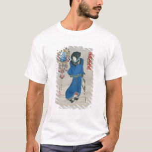 Japansk kvinna i snön (färgträklosstryck t-shirt