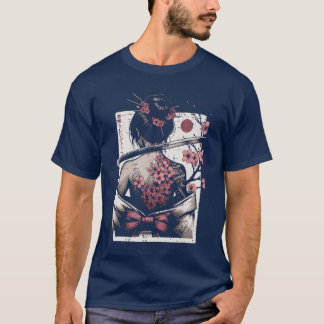 Japansk kvinna Körsbärsblommattoo Konst Geisha Kvi T Shirt