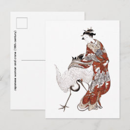 Japansk kvinna och trana (1800-talet) vykort