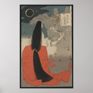 Japansk kvinna och trollkarl på monteringen Manno Poster