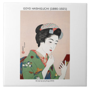 Japansk kvinna som ansöker rouge - Goyō Hashiguchi Kakelplatta