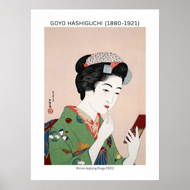Japansk kvinna som ansöker rouge - Goyō Hashiguchi Poster (Framsidan)