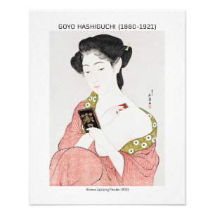 Japansk kvinna som använder pulver - Goyō Hashiguc Fototryck
