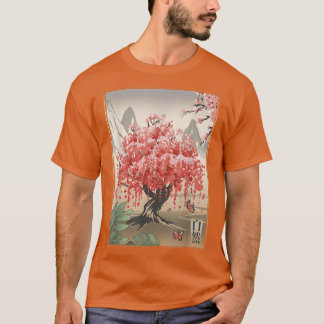 Japansk landcape Art Vintage Sakura Cherry Blosso T Shirt