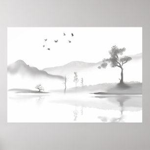 Japansk landskapsbakgrund poster