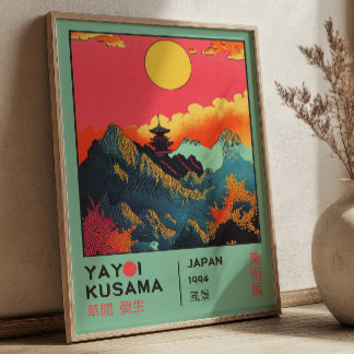 Japansk landskapsbild Retro Yayoi Kusama Utställni Poster