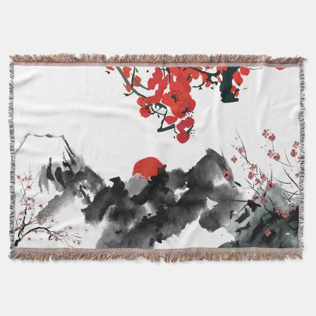 Japansk landskapsljud Throw Blanket Filt (Framsidan)