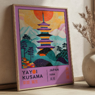 Japansk landskapsutställning med lila Yayoi Kusama Poster