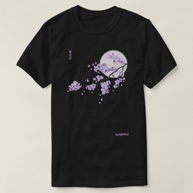 Japansk Lila Sakura Cherry Blommar Flower Class T Shirt (Design framsida)
