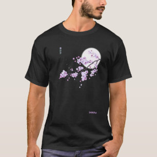 Japansk Lila Sakura Cherry Blommar Flower Rosa T Shirt