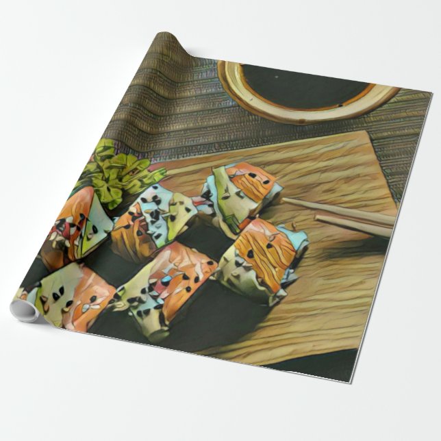 Japansk livsmedelssushi älskare presentpapper (Utrullad)