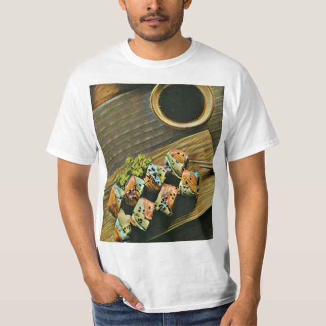 Japansk livsmedelssushi älskare t shirt (Framsida)