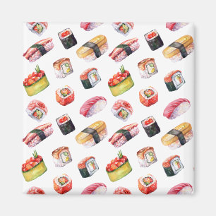 Japansk livsmedelssushi och nigiri magnet