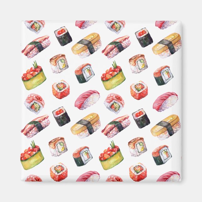 Japansk livsmedelssushi och nigiri magnet (Framsidan)