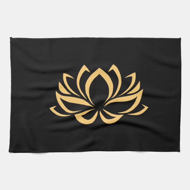Japansk Lotus Flower-Blommar Kökshandduk (Horisontell)