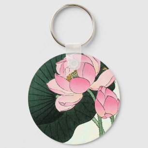 Japansk Lotus Flower - Vintage Fine Art Keychain Nyckelring