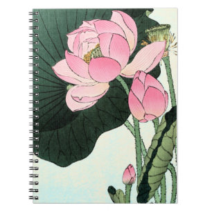 Japansk Lotus Flower - Vintage Fine Art Notebook Anteckningsbok