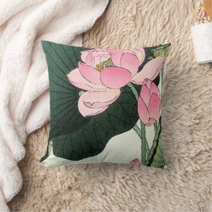 Japansk Lotus Flower - Vintage Fine Art Pillow Kudde