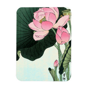 Japansk lotusblommablomma - vintagekonstmagnet magnet