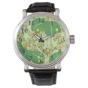 Japansk Löv Blommigt Botaniskt Art Mönster Armbandsur