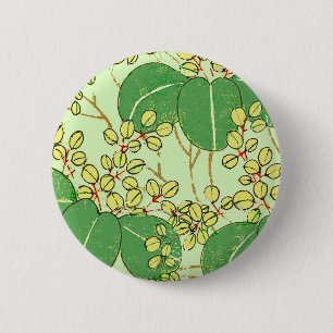 Japansk Löv Blommigt Botaniskt Art Mönster Knapp