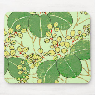 Japansk Löv Blommigt Botaniskt Art Mönster Musmatta