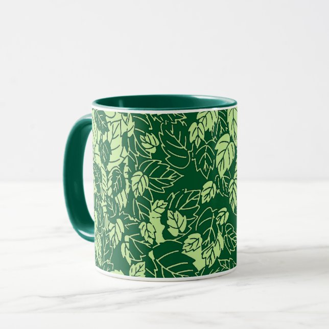 Japansk Löv-utskrift, Emerald and Lime Green Mugg (Framsida vänster)