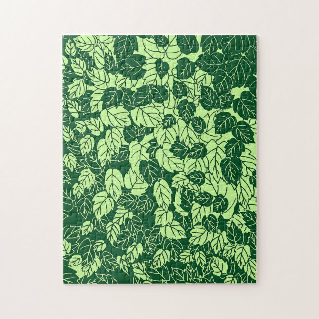 Japansk Löv-utskrift, Emerald and Lime Green Pussel (Vertikal)