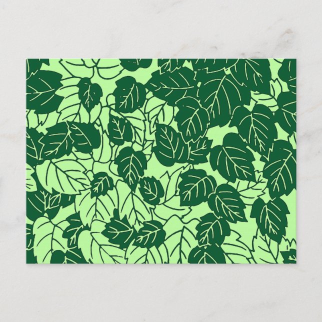 Japansk Löv-utskrift, Emerald and Lime Green Vykort (Framsida)