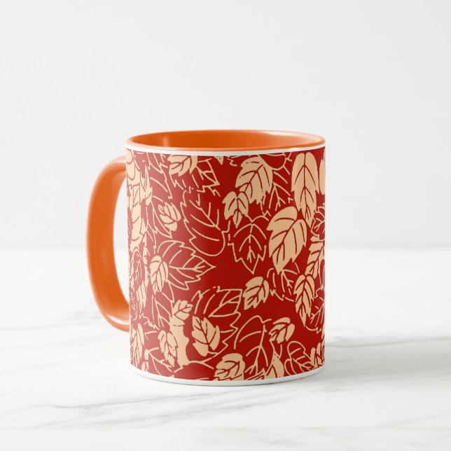 Japansk Löv-utskrift, Mandarin-Orange Mugg (Framsida vänster)