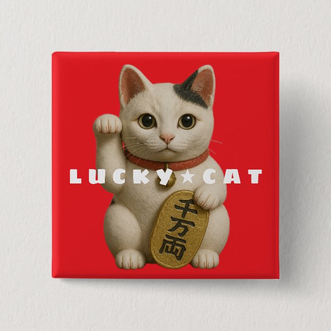 Japansk Lucky Cat Charm Knapp (Framsida)