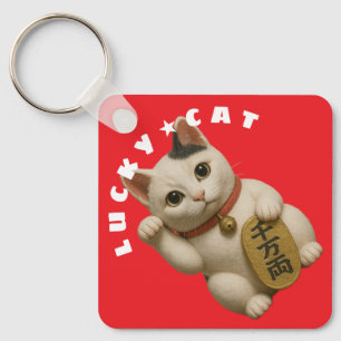 Japansk Lucky Cat Charm Nyckelring