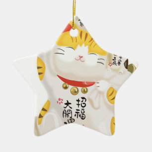 Japansk lucky Cat Julgransprydnad Keramik